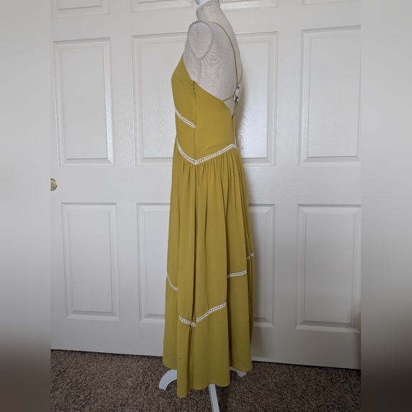 Ixiah Mustard Maxi Dress with Lace Accents - Picture 3 of 10